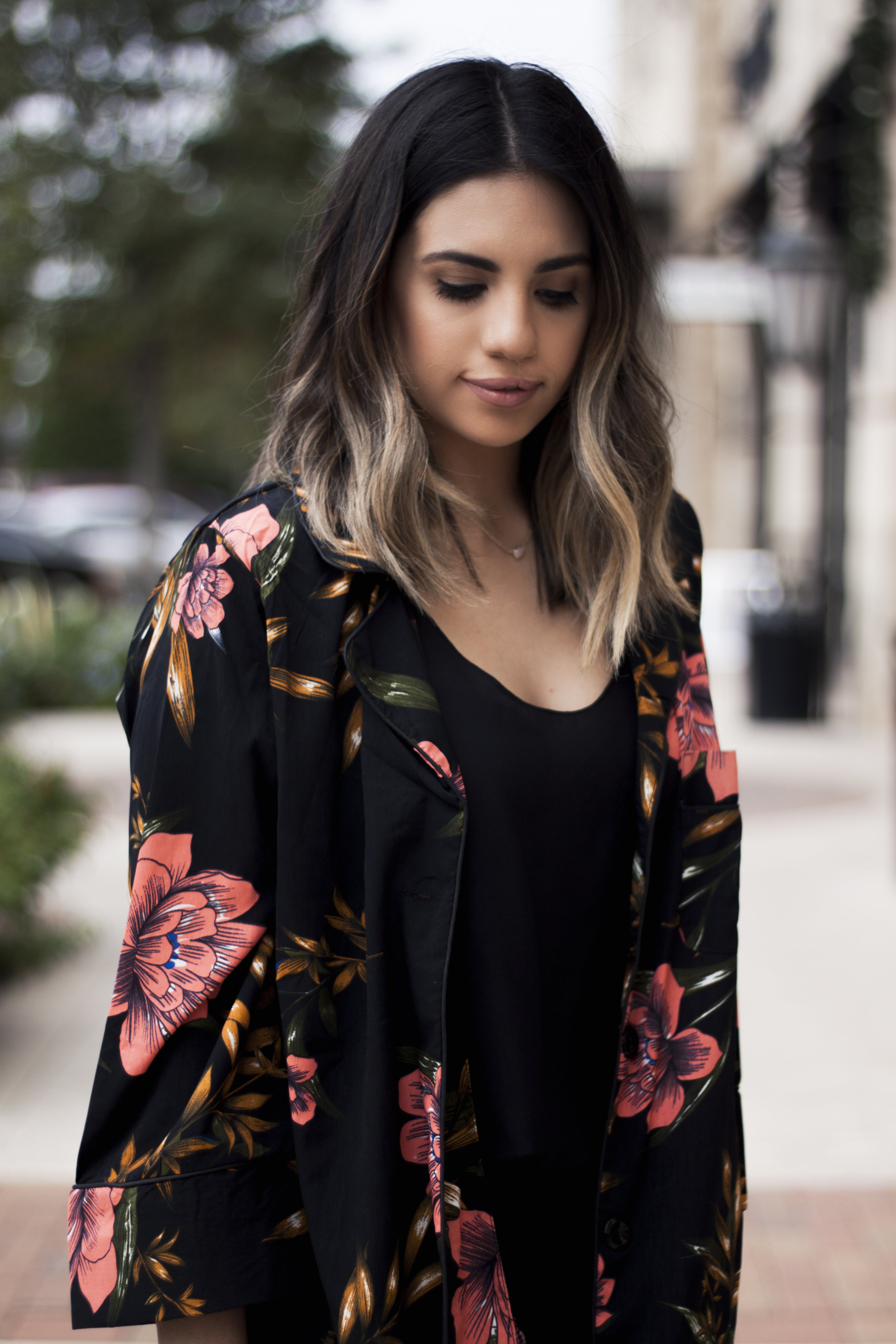 Black Floral Duster