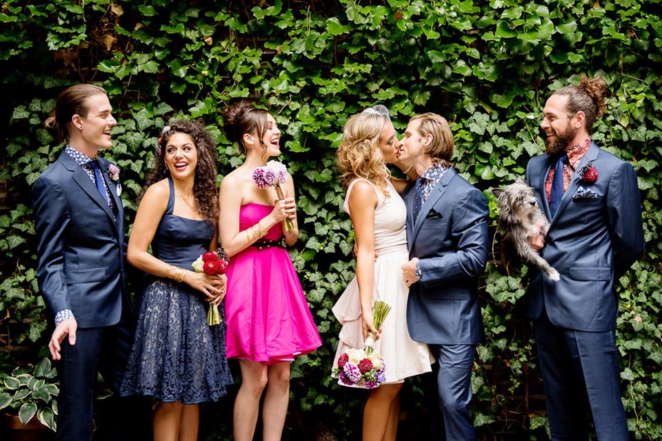 We could not have picked a better cast of characters for this shoot. Mens Shirts and Accessories by Eton . Dresses by Allison Parris , Florals by Blush Designs . Accessories by Hushed Commotion . Jewelry by Satya . 