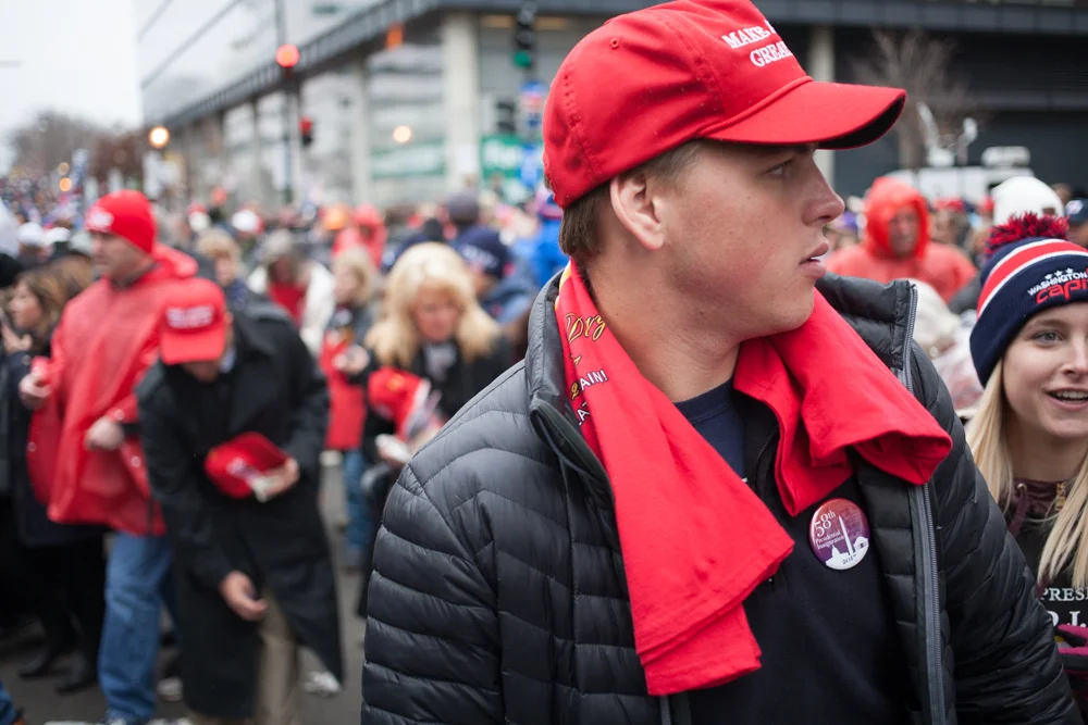 As the crowd let out there was a frenzy for discounted Trump merch.