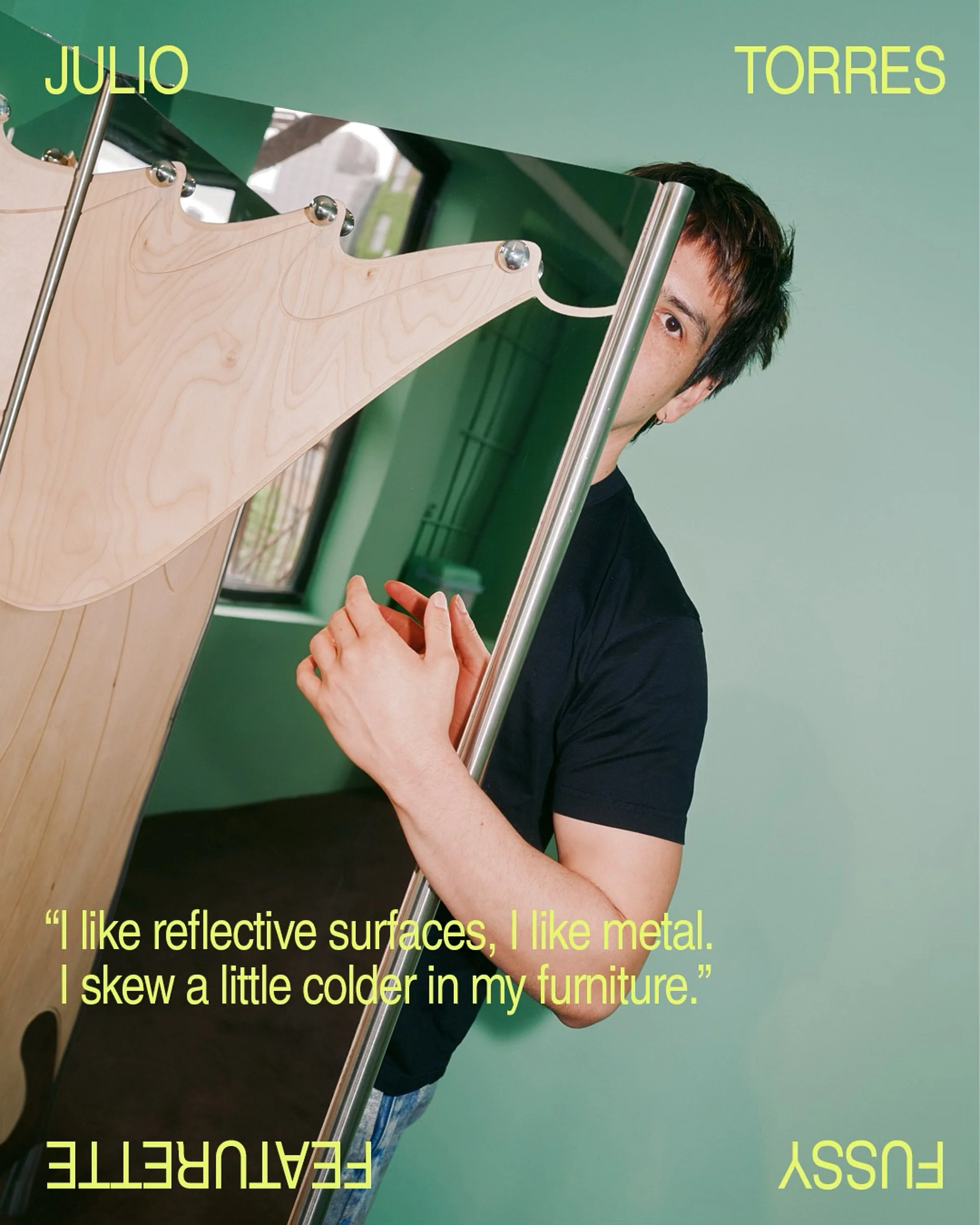 Julio Torres photographed by Kate Owen for Fussy, ft his new furniture collection with Sabai