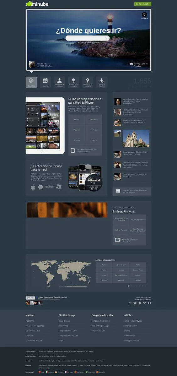 El minube de 2008-2009 podría pasar por una web actual ( captura en mejor definición ).