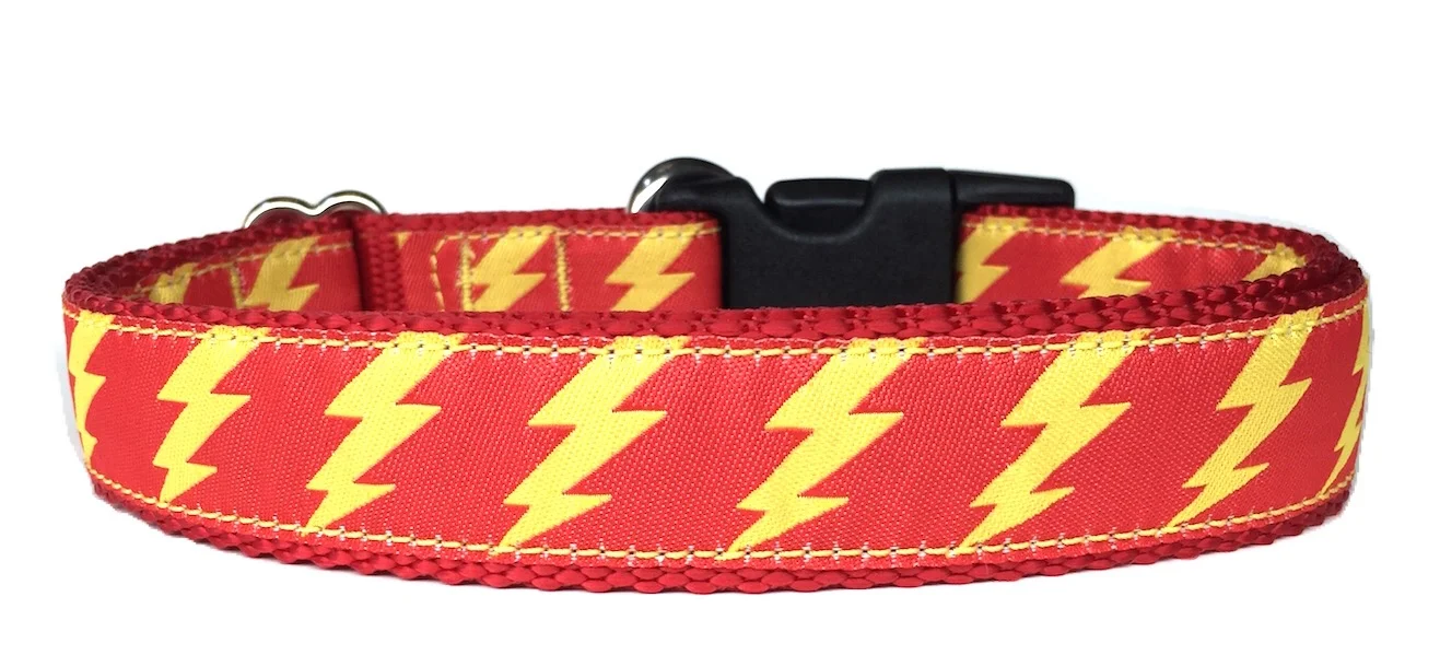 Yellow Lightning Ribbon Dog Collar — Flores Pet Supplies
