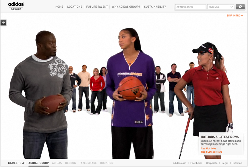 Adidas Group Career Site Homepage