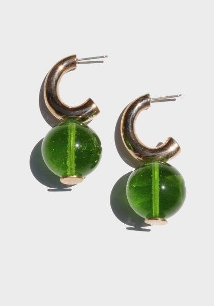 Glass C-curve earrings by Modern Weaving. Put these on and, Boom! you’re lewk is complete.