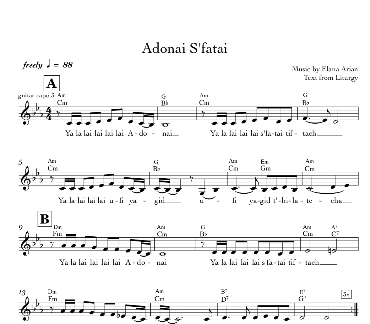 Adonai S'fatai (sheet music download)