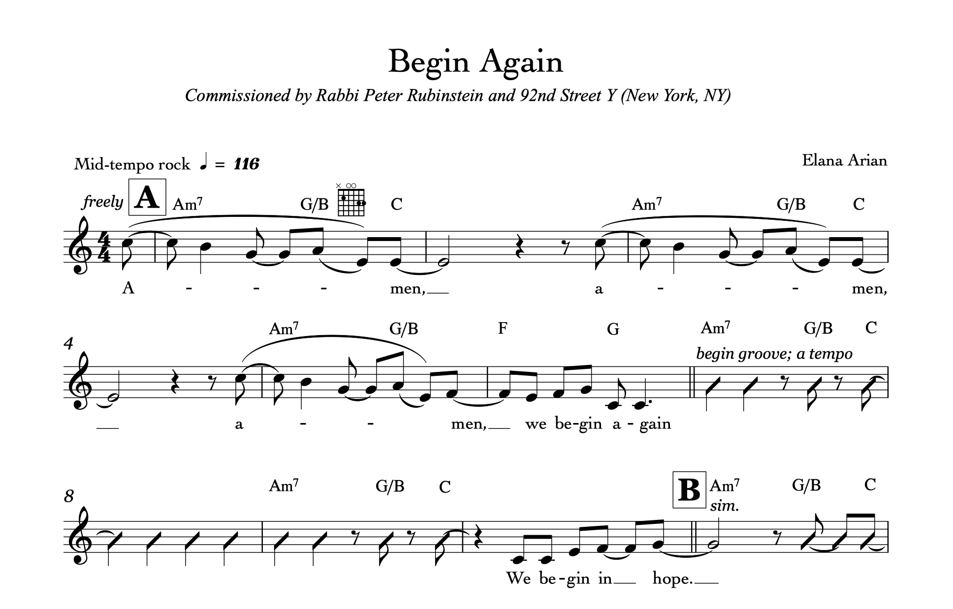 Begin Again (Sheet Music Download)