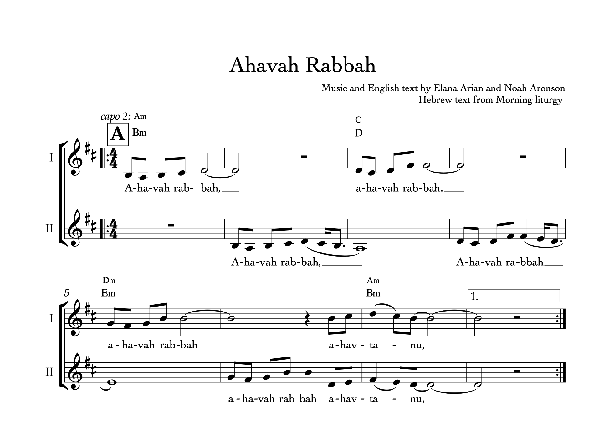 Ahavah Rabbah (sheet music download)