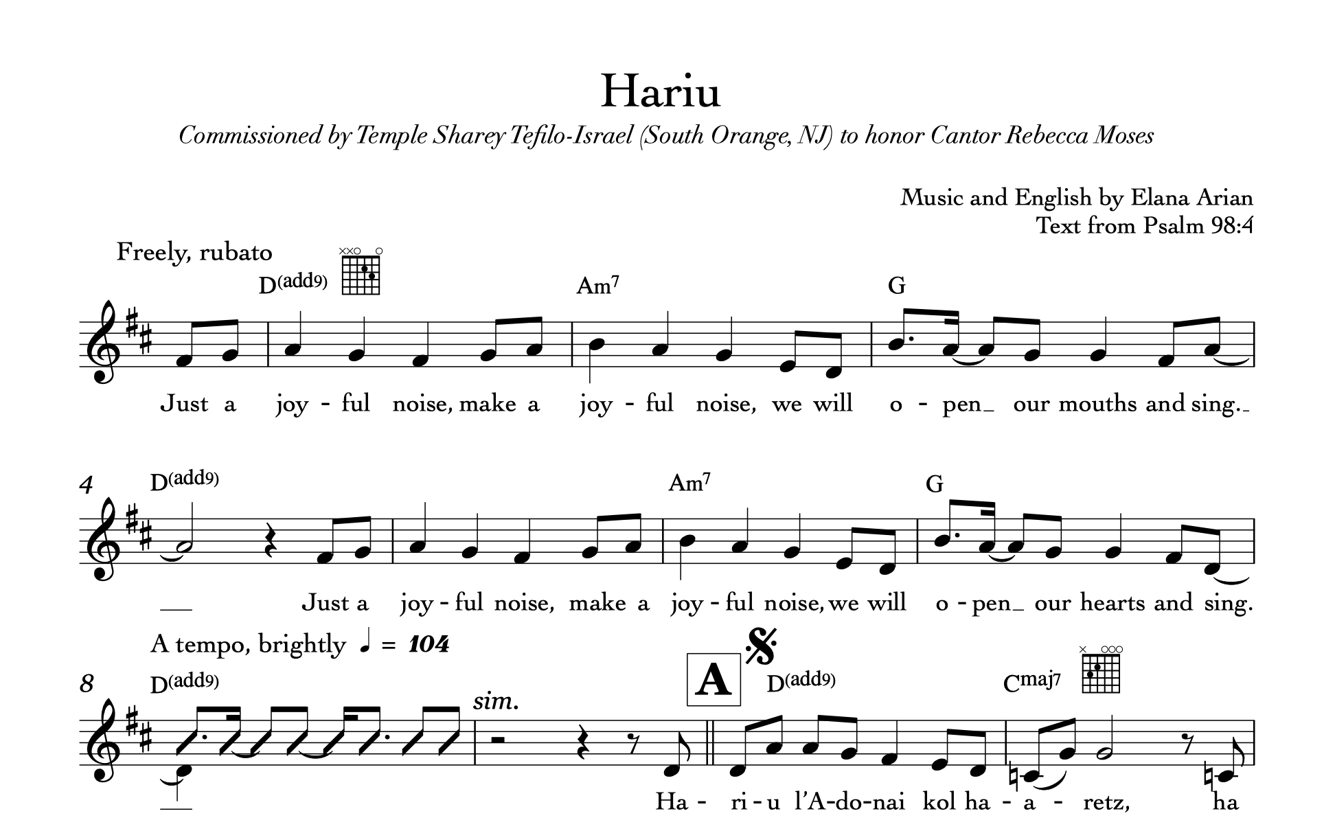 Hariu (sheet music download)