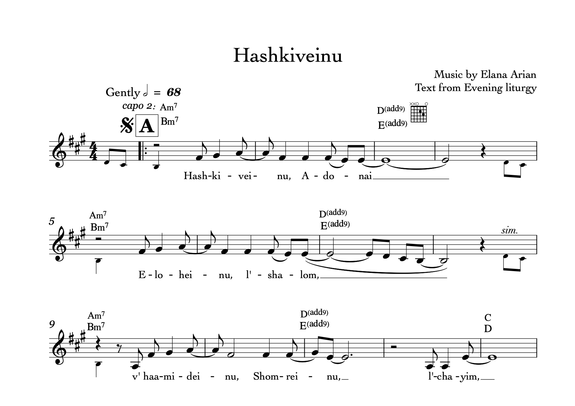 Hashkiveinu (sheet music download)