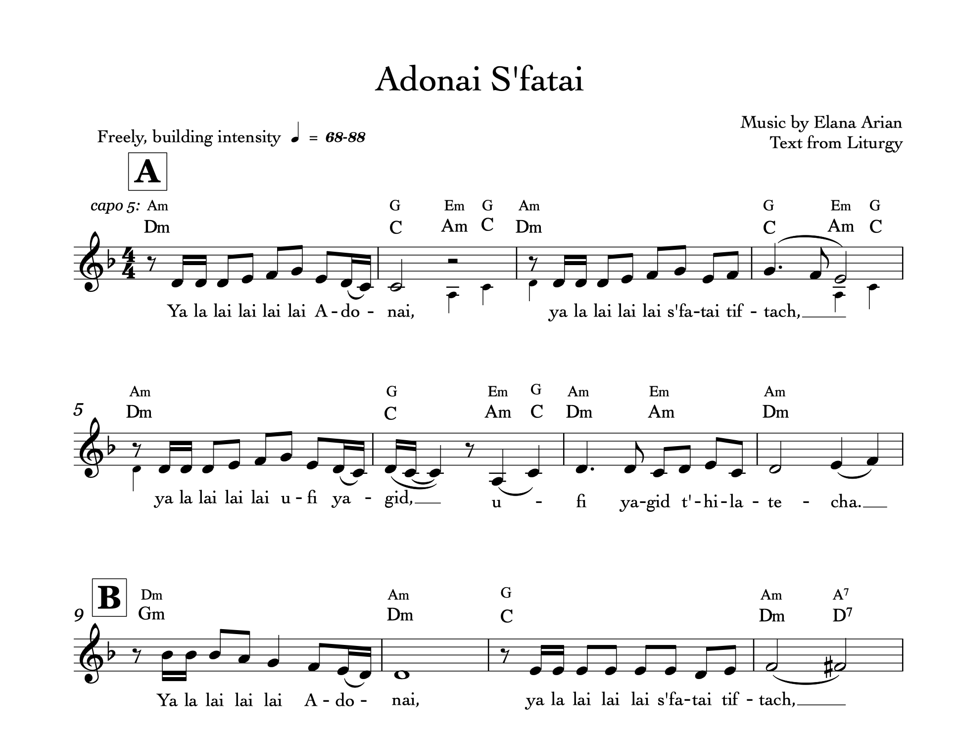 Adonai S'fatai (sheet music download)