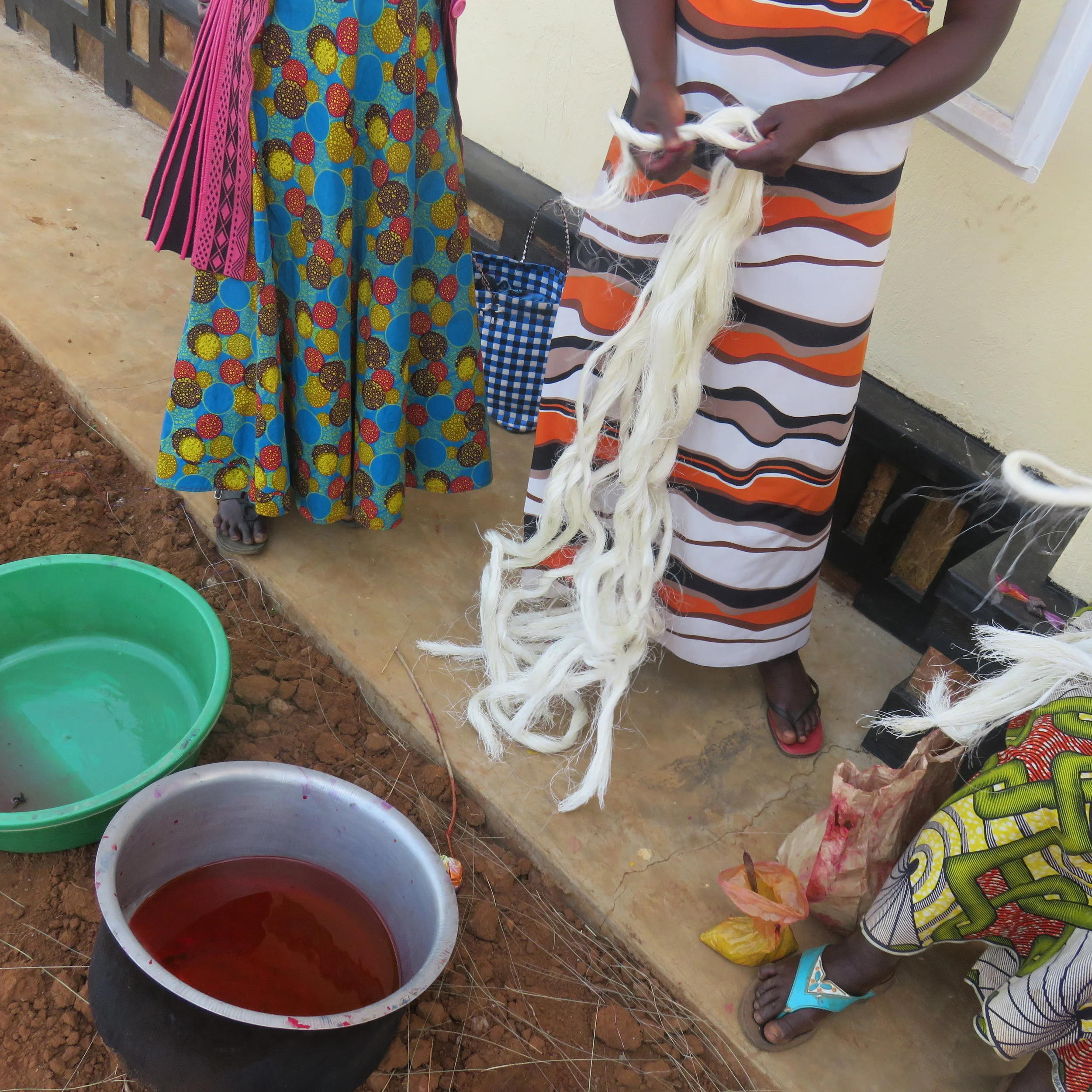 Figure 4: Preparing the fiber to be put in the coloring solution.