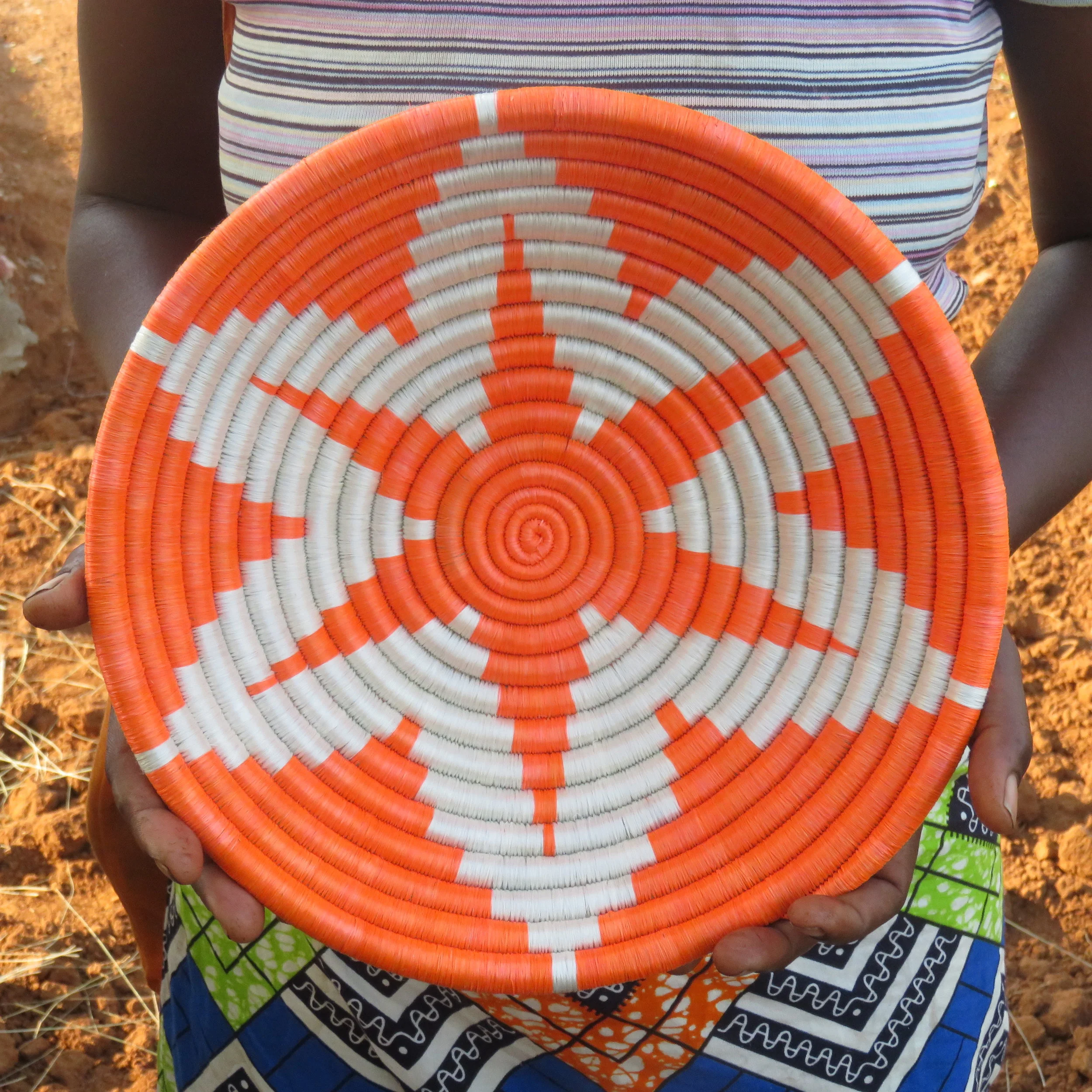 Beautiful! The finished product. A beautiful handcrafted orange and white "six-pointed star" bowl.
