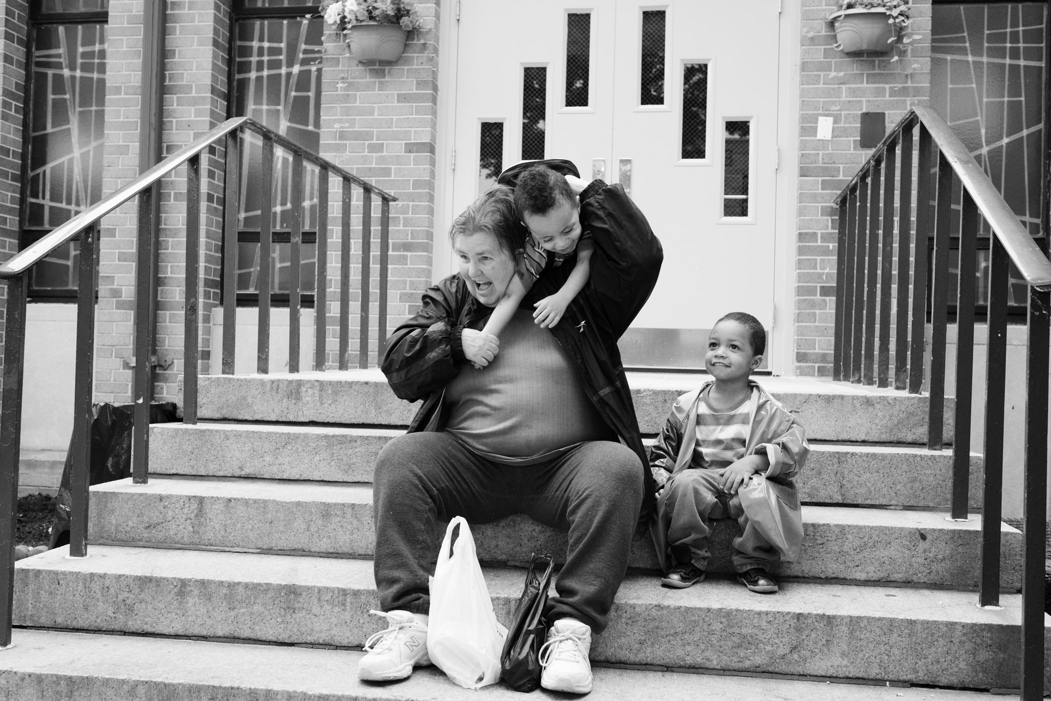 Carol On Steps With Two Boys