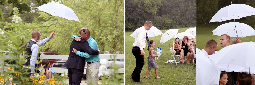 Due to rain..."good luck showers" we had to move the ceremony to the tent. A quick regrouping- but just as beautiful!