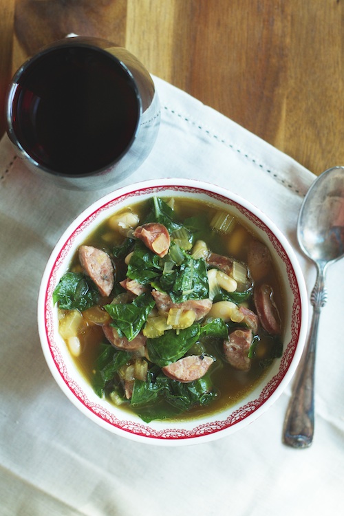 Slow Cooker White Bean Soup with Sausage + Chard — Set the Table