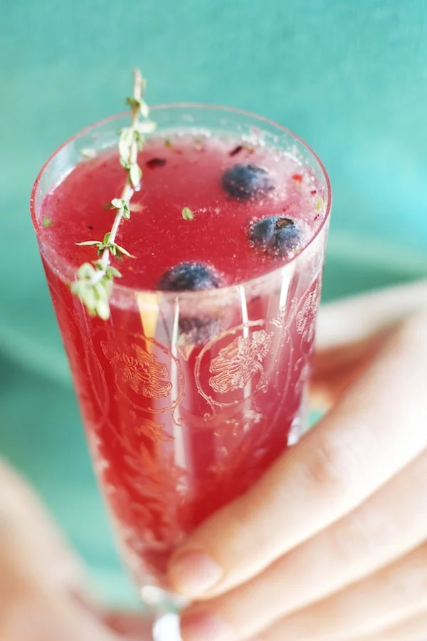 Cocktail Friday Blueberry Thyme Gin Fizz — Set the Table