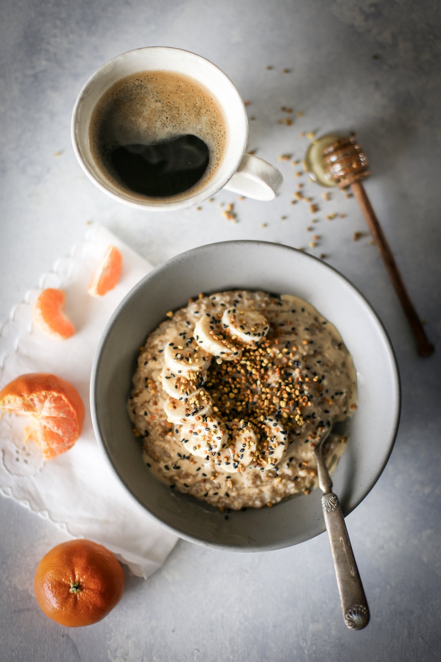 Irish Oats with Bee Pollen, Honey and Tahini