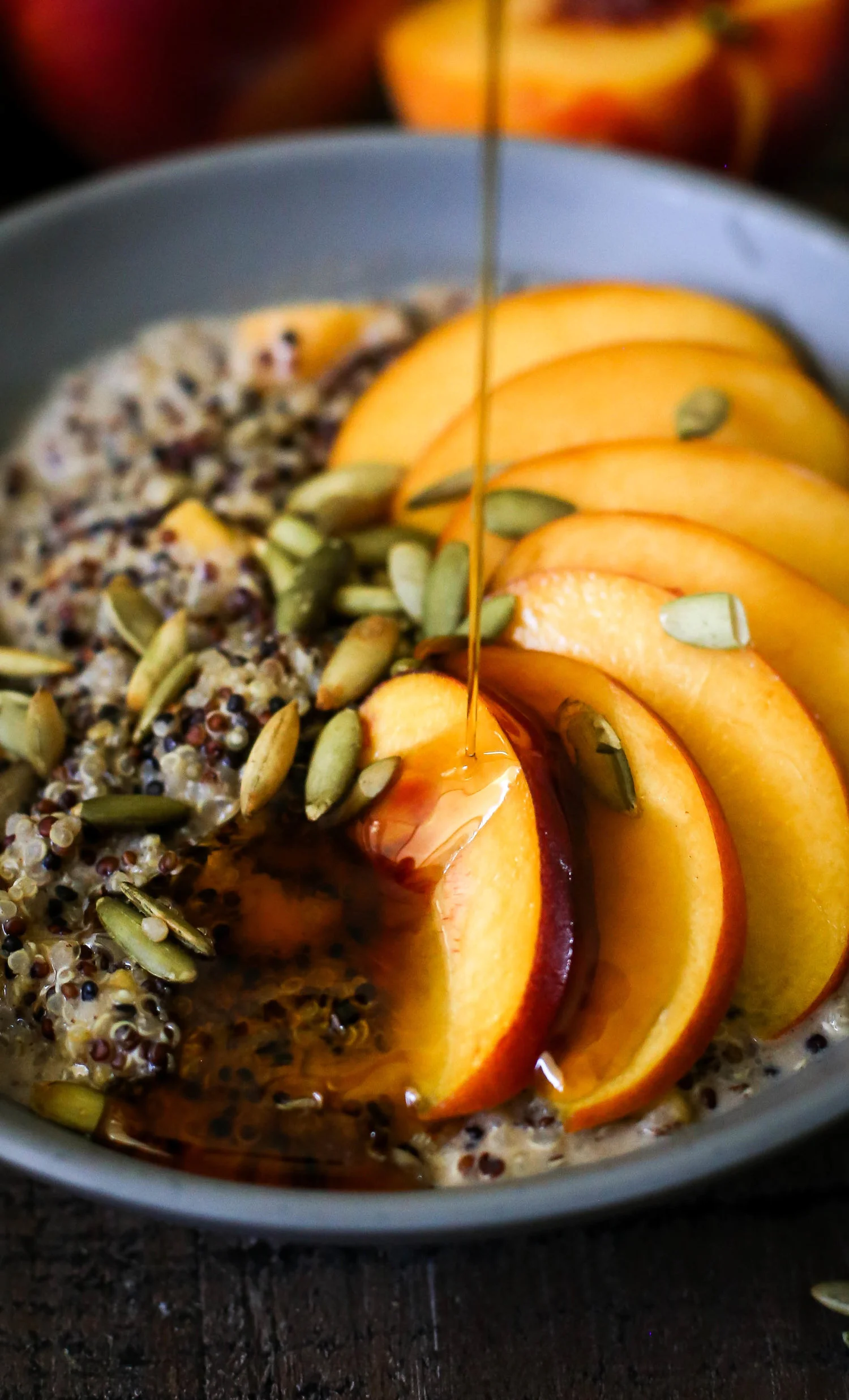 Spiced Peaches & Cream Quinoa Porridge