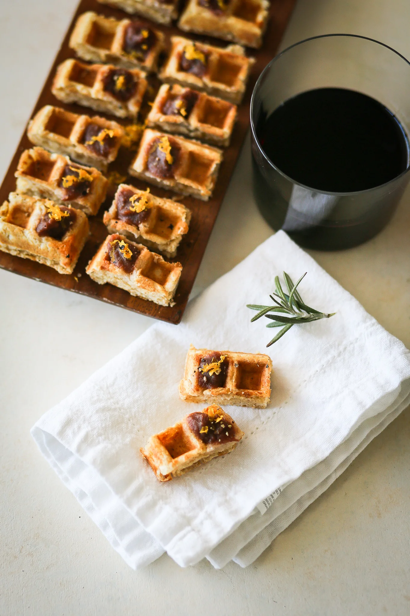 Rosemary Apple Butter Waffle Bites