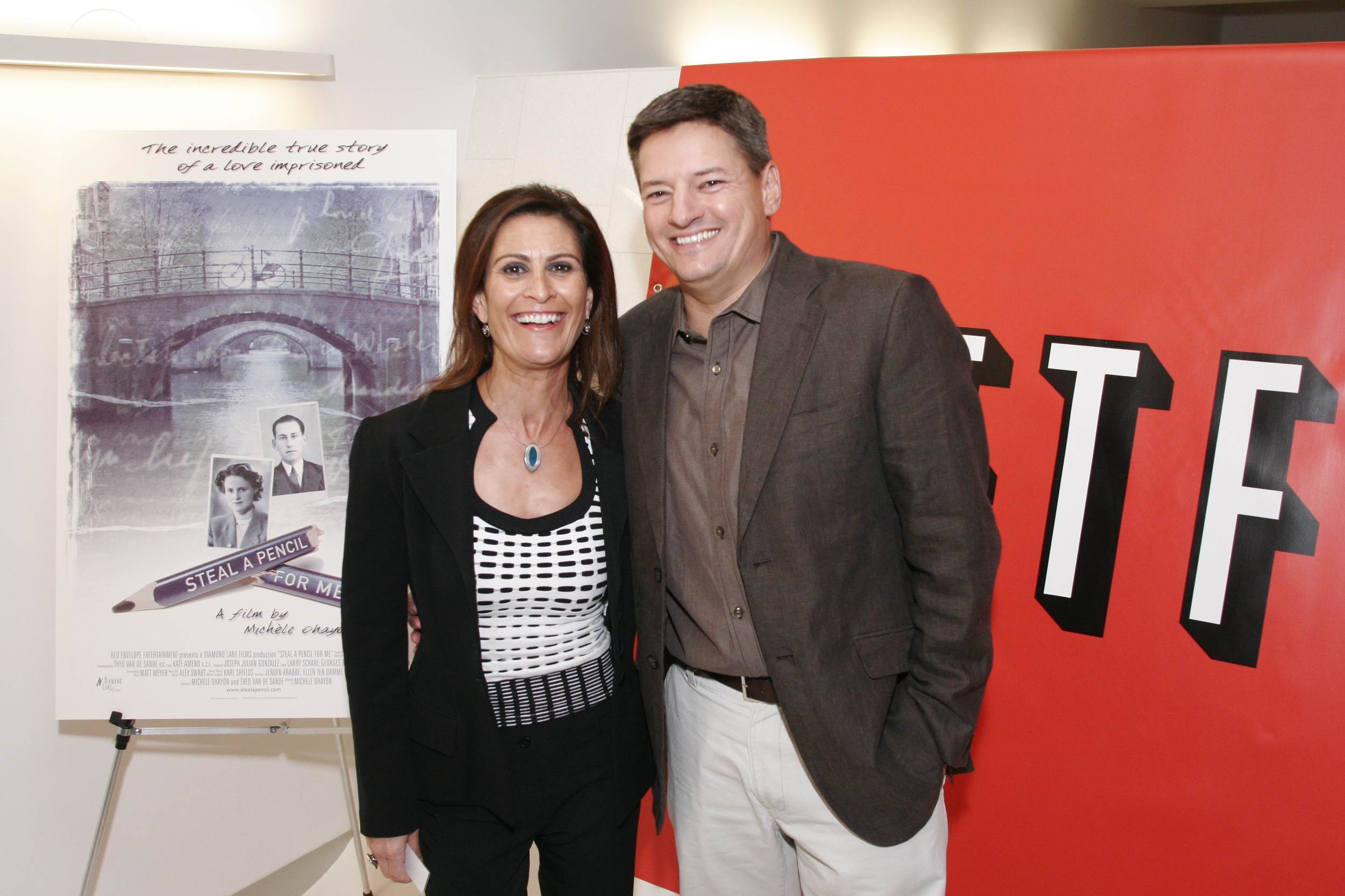 With Ted Sarandos of Netflix, at their premiere of Michele's Film "Steal a Pencil for Me"