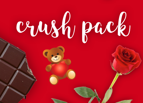 Crush Pack - $25 (or 4 for $80) Send a message to your crush or surprise your Valentine with this hand-picked Valentine’s gift bag. Includes an assortment of chocolate (Ghirardelli, Lindt, and Ferrero Rocher), a rose, a teddy bear, and a personalized letter handwritten in calligraphy. If you have special requests or additions to the bag, contact (908) 255-5572.