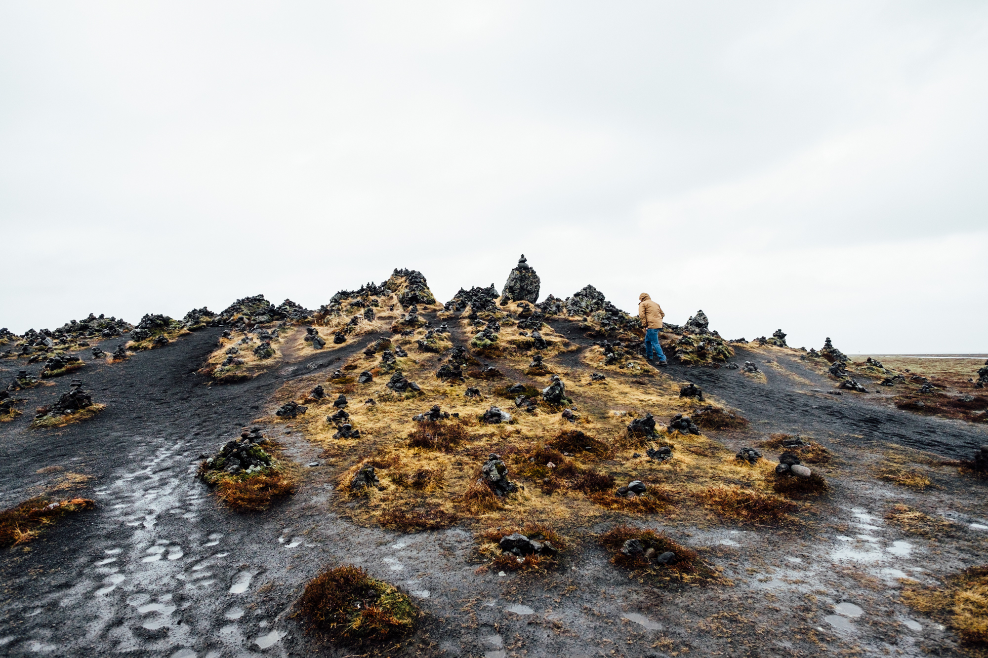  This lava mound is said to have been created after the destruction of the Laufskalar farm after the eruption of  Katla - Iceland’s most dangerous volcano that is due to erupt again any day now - in 894. It was tradition for travelers passing through