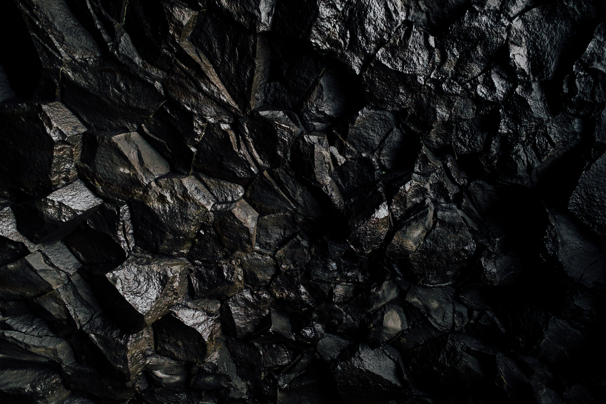 Inside the basalt cave at Reynisfjara.