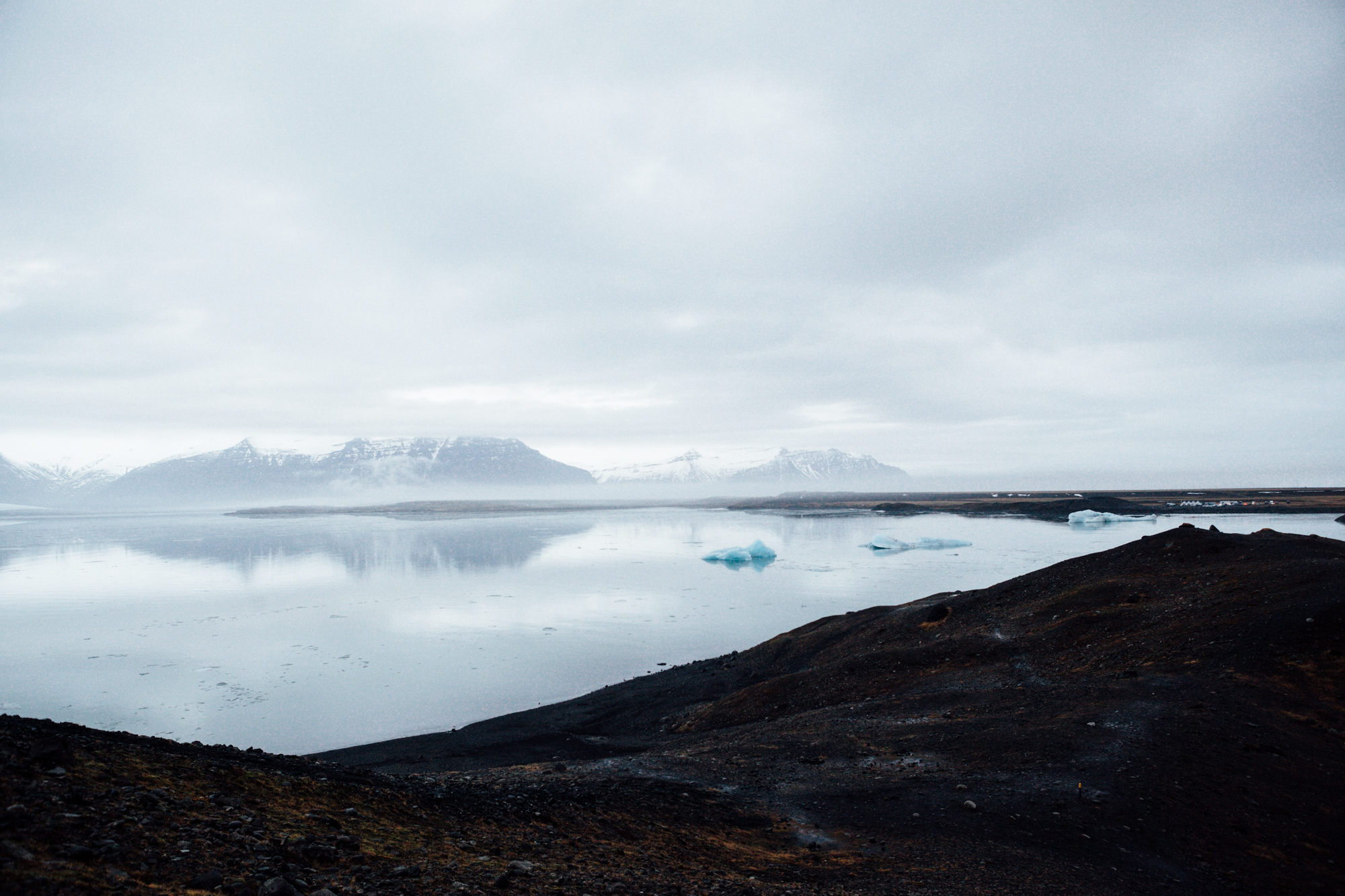 A view from the other side of the lagoon. Again, hard to put the size of the icebergs and glaciers into perspective.