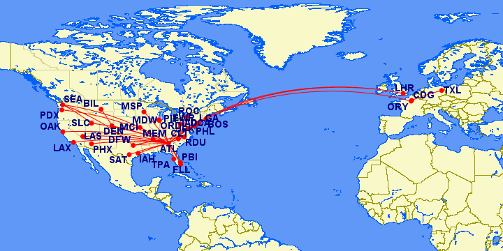 My updated map of air routes flown after my vacation to Germany