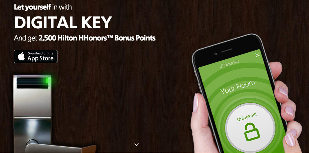 Hilton is offering 2,500 bonus Hilton HHonors points to use Digital Key before September 30, 2015
