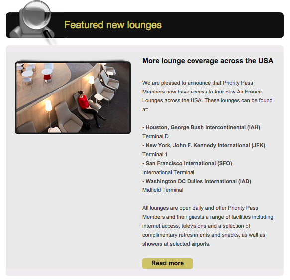 Priority Pass members can now access four new Air France lounges in the US