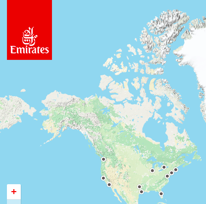 Emirates Airlines serves 11 destinations in the U.S.