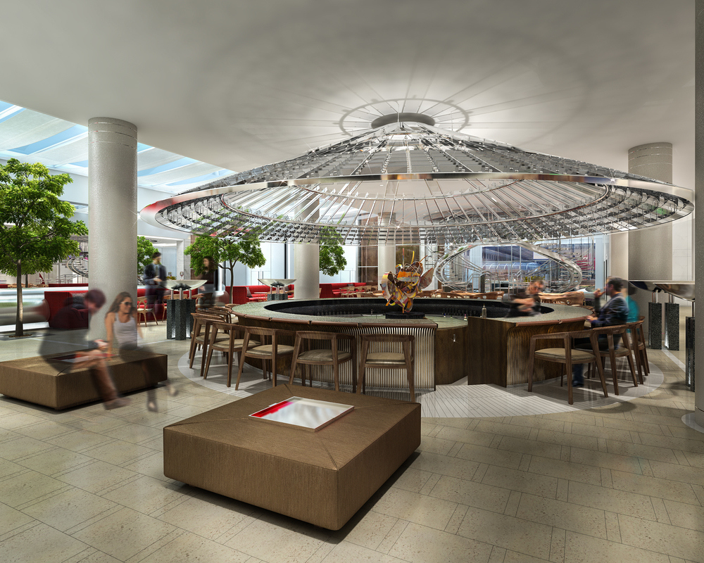 Lobby bar in downtown Atlanta's Hotel Indigo