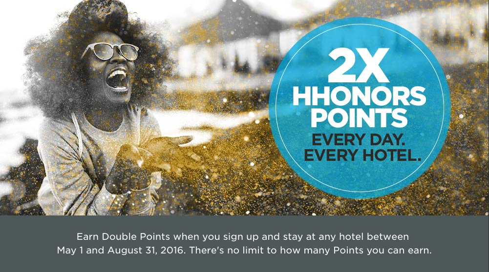 Earn double Hilton HHonors points with the "Unlimited Bonus" promotion