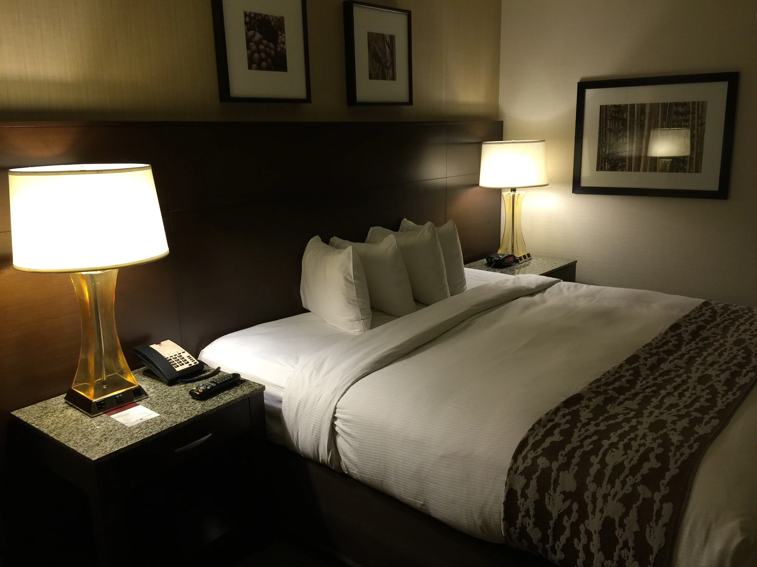 The king size bed was comfortable but give me standard size pillows, please! (click to enlarge)