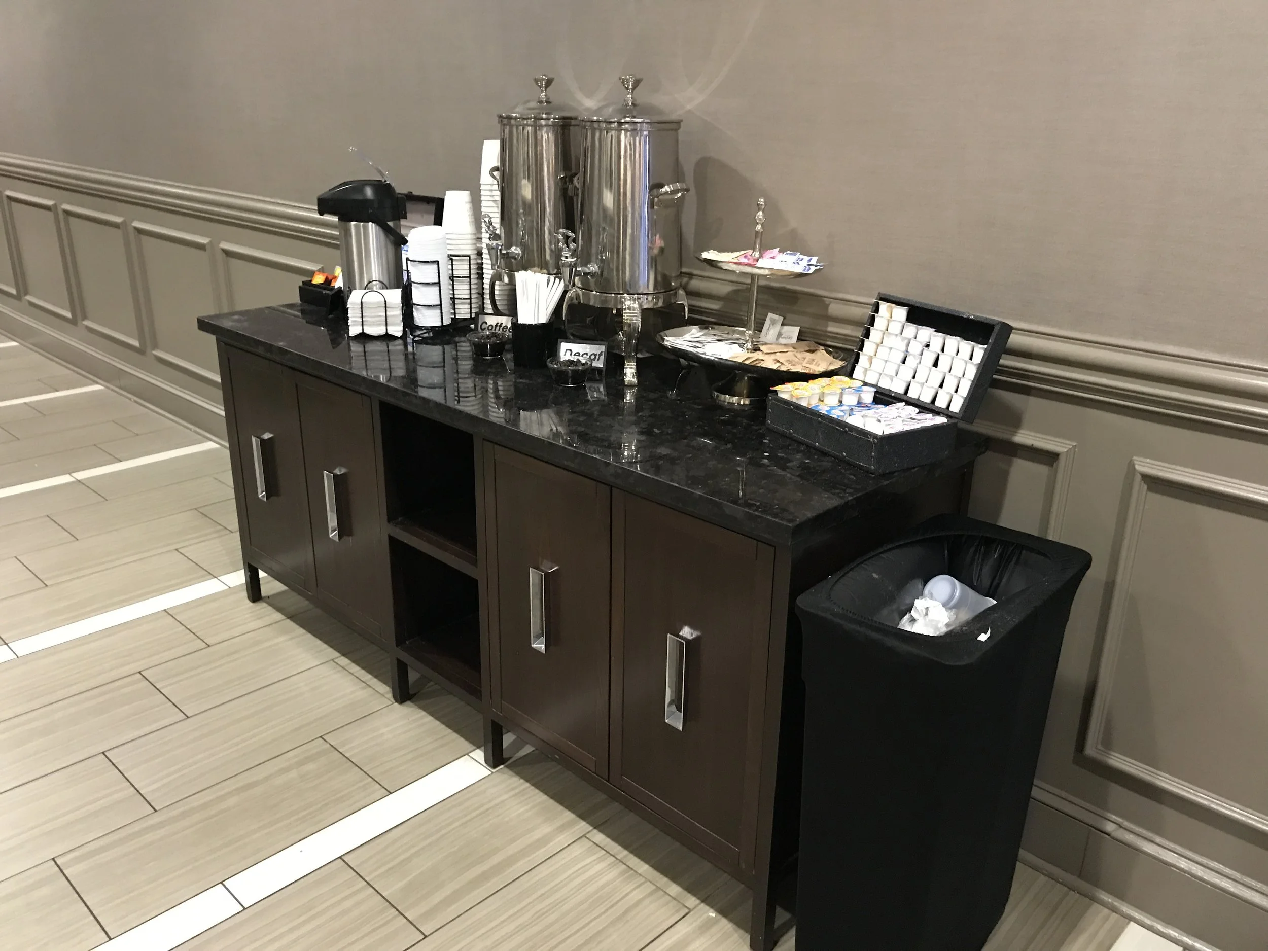 Lobby coffee station which was stocked all day (click to enlarge)