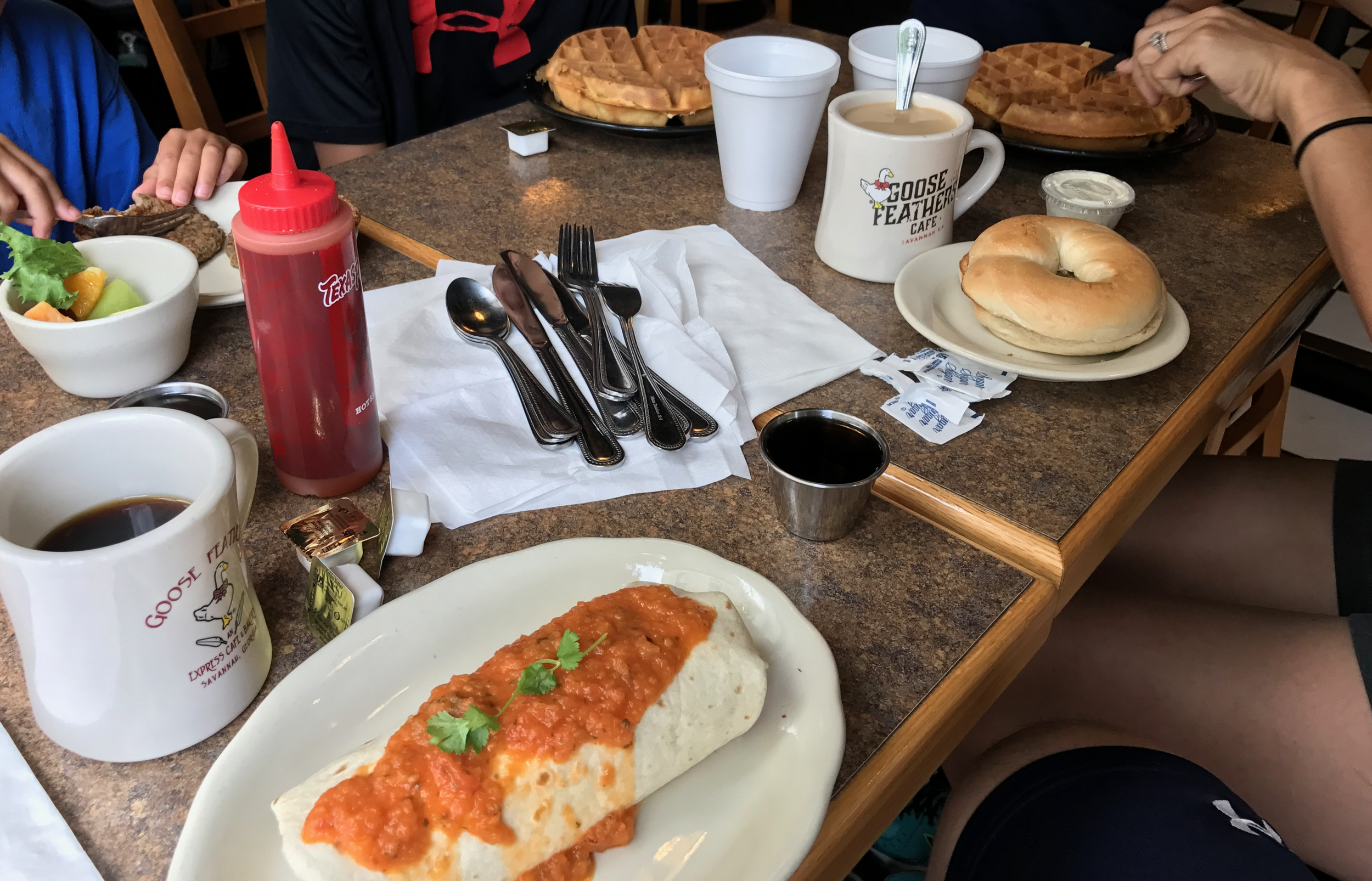 Goose Feathers Cafe offers numerous options for breakfast. (click to enlarge)