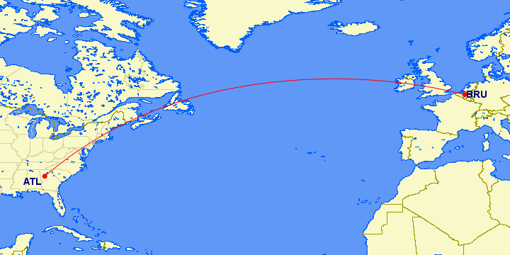 My outbound flight: Atlanta to Brussels in Delta One (click to enlarge)