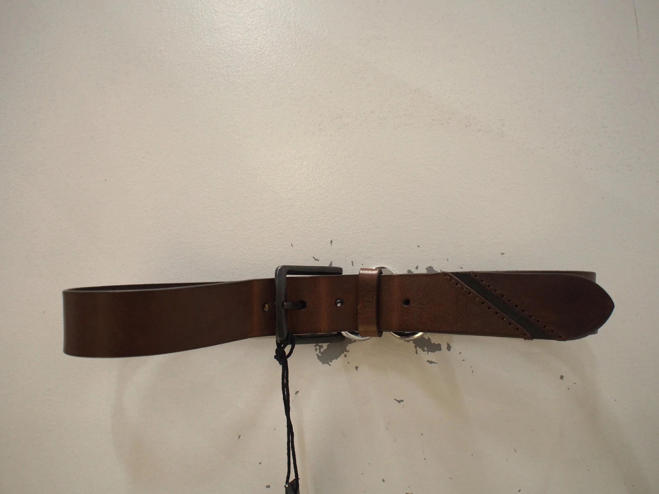 DIESEL B-LINE metal etched leather belt - Brown