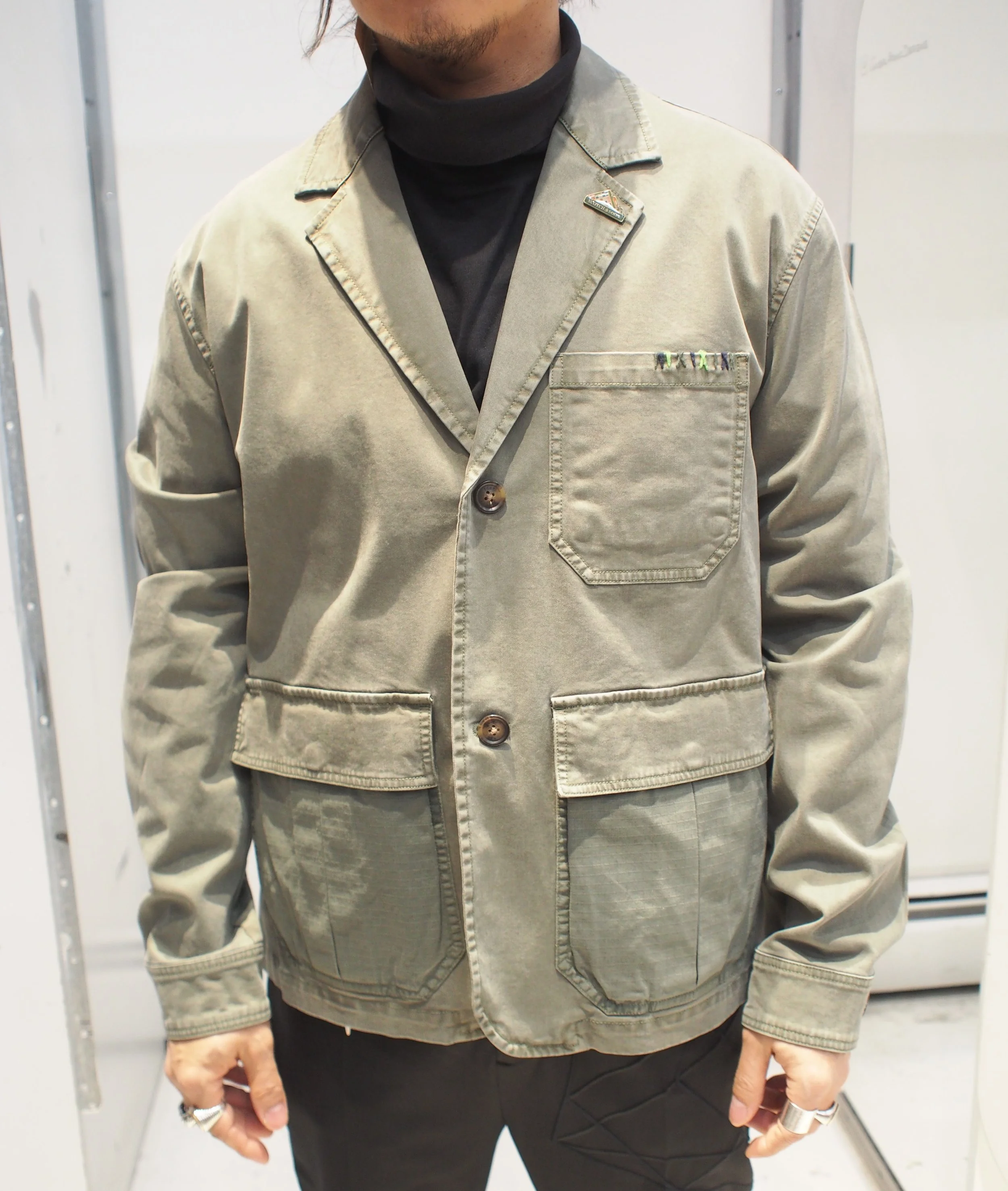 Scotch & Soda Mixed cotton garment dyed boxy blazer - Thyme