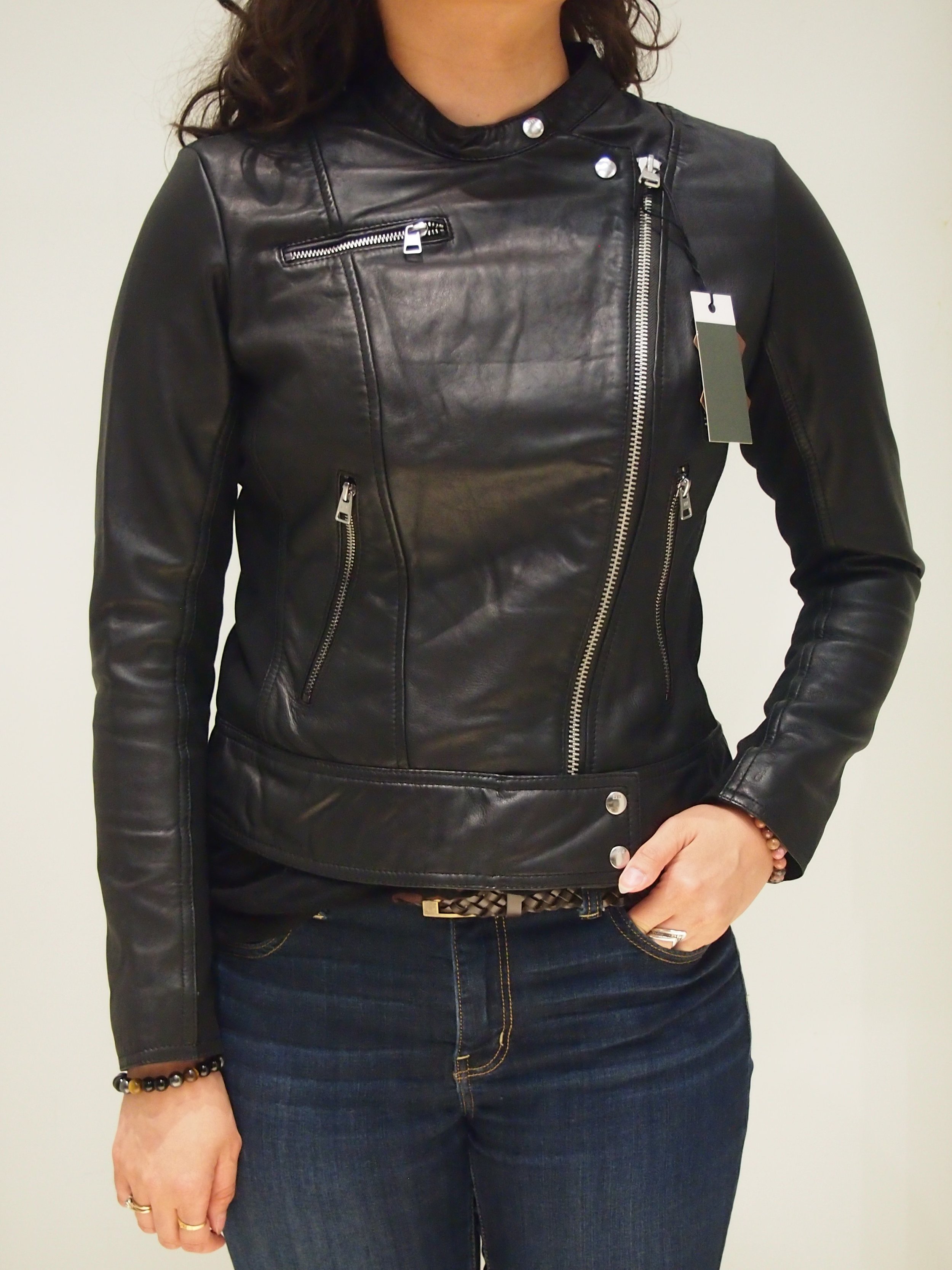slim leather jacket