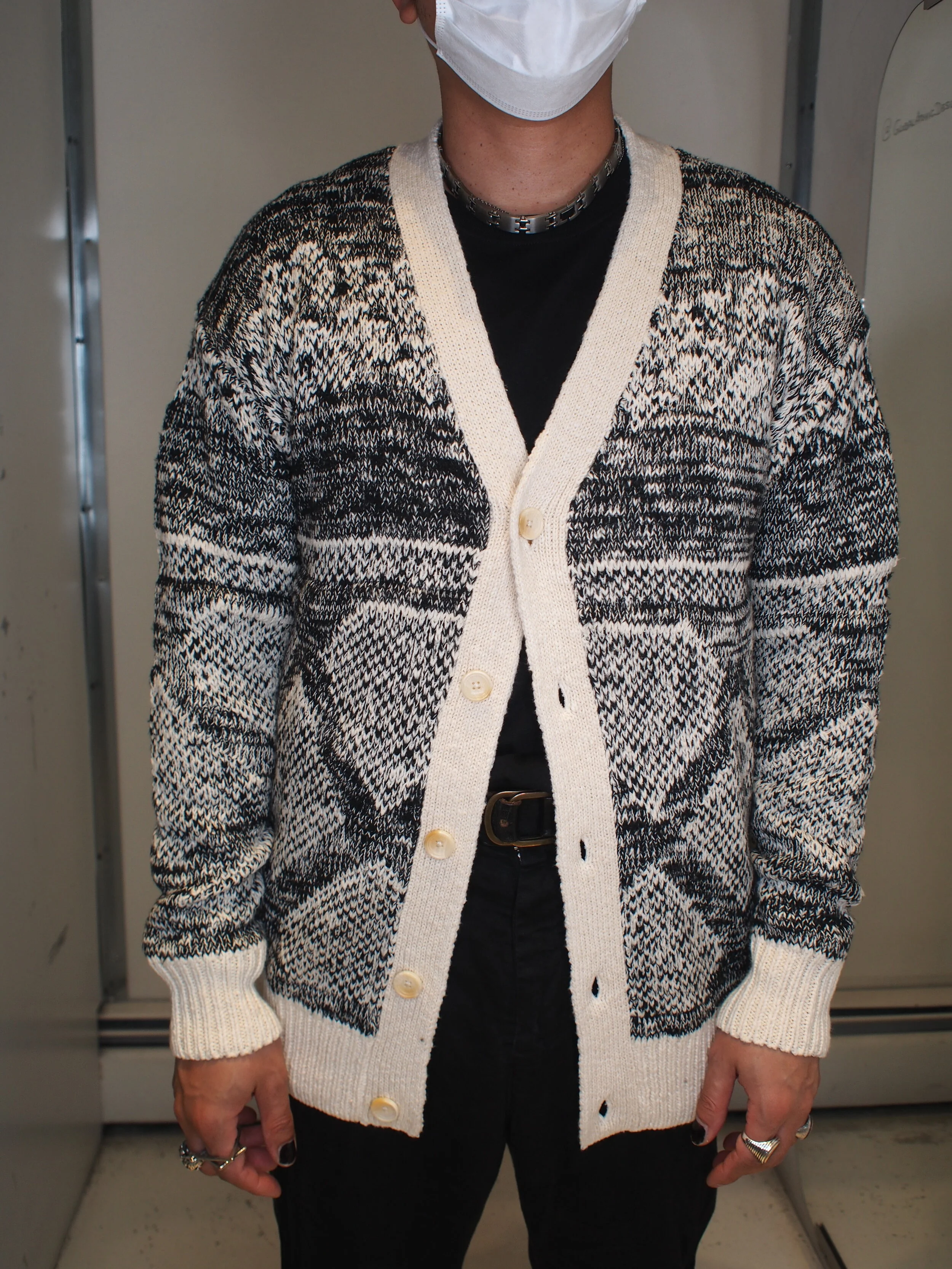 Scotch &amp; Soda relaxed Jacquard Cardigan with graphical pattern - Ecru/Black