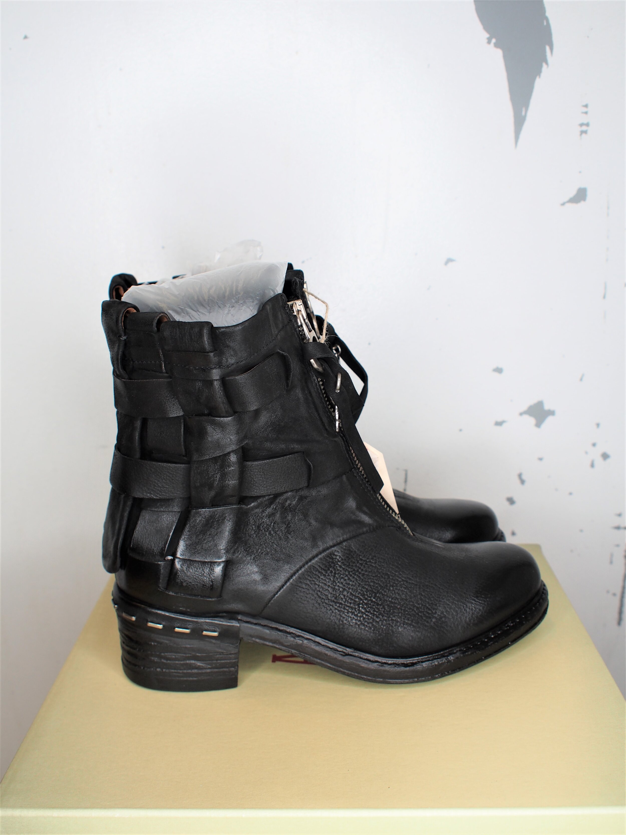 AS.98 SuperNova Zip front Lattice Leather Boots A52207