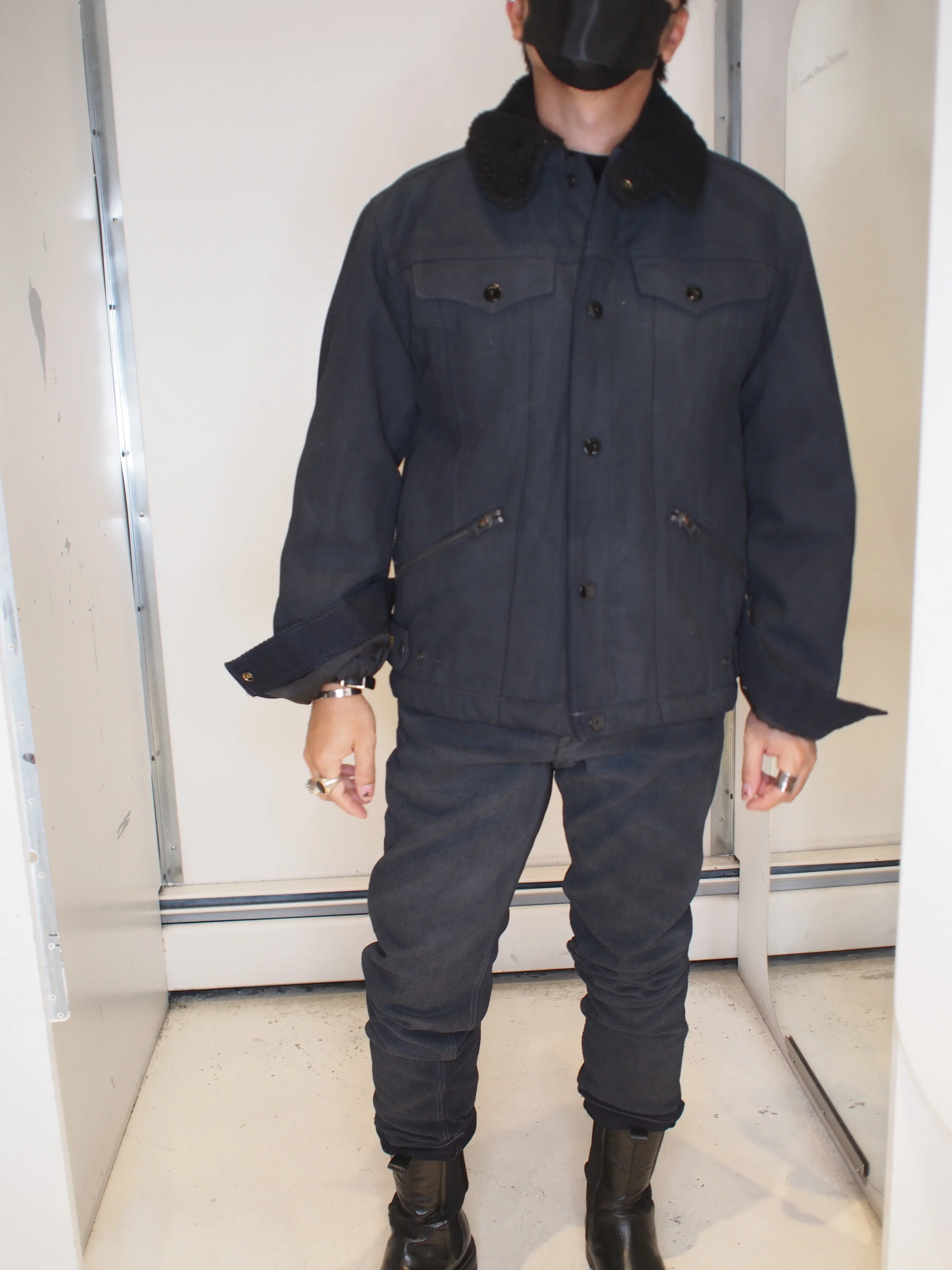 G-Star Raw Flight Combat Sherpa Lined Jacket - Indigo Calvary Denim Dk Cobler