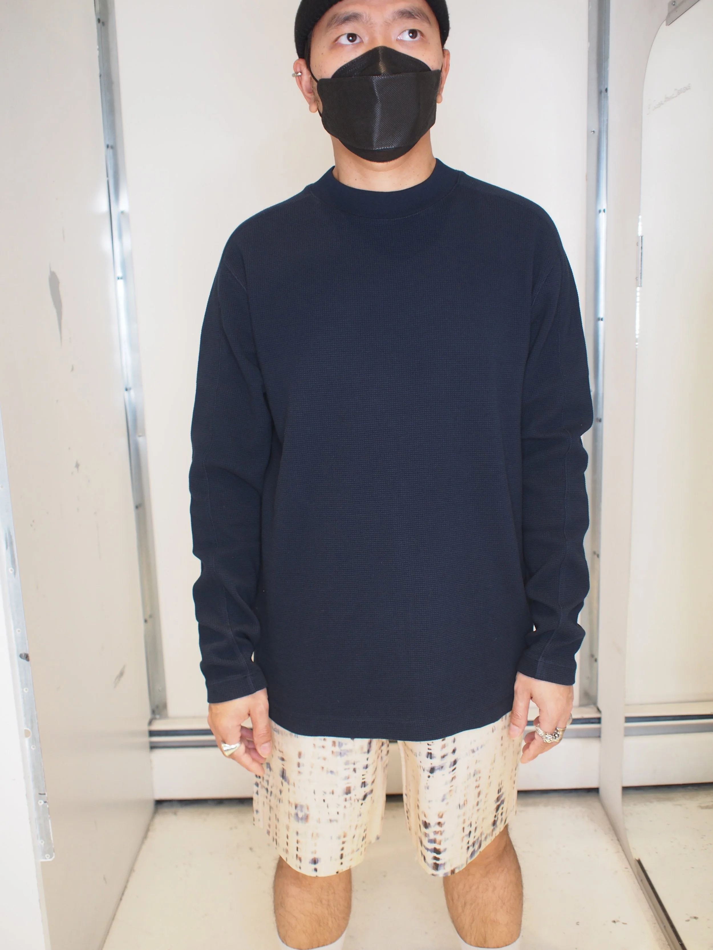 Scotch &amp; Soda structured cotton pique l/s crew neck tee - Navy