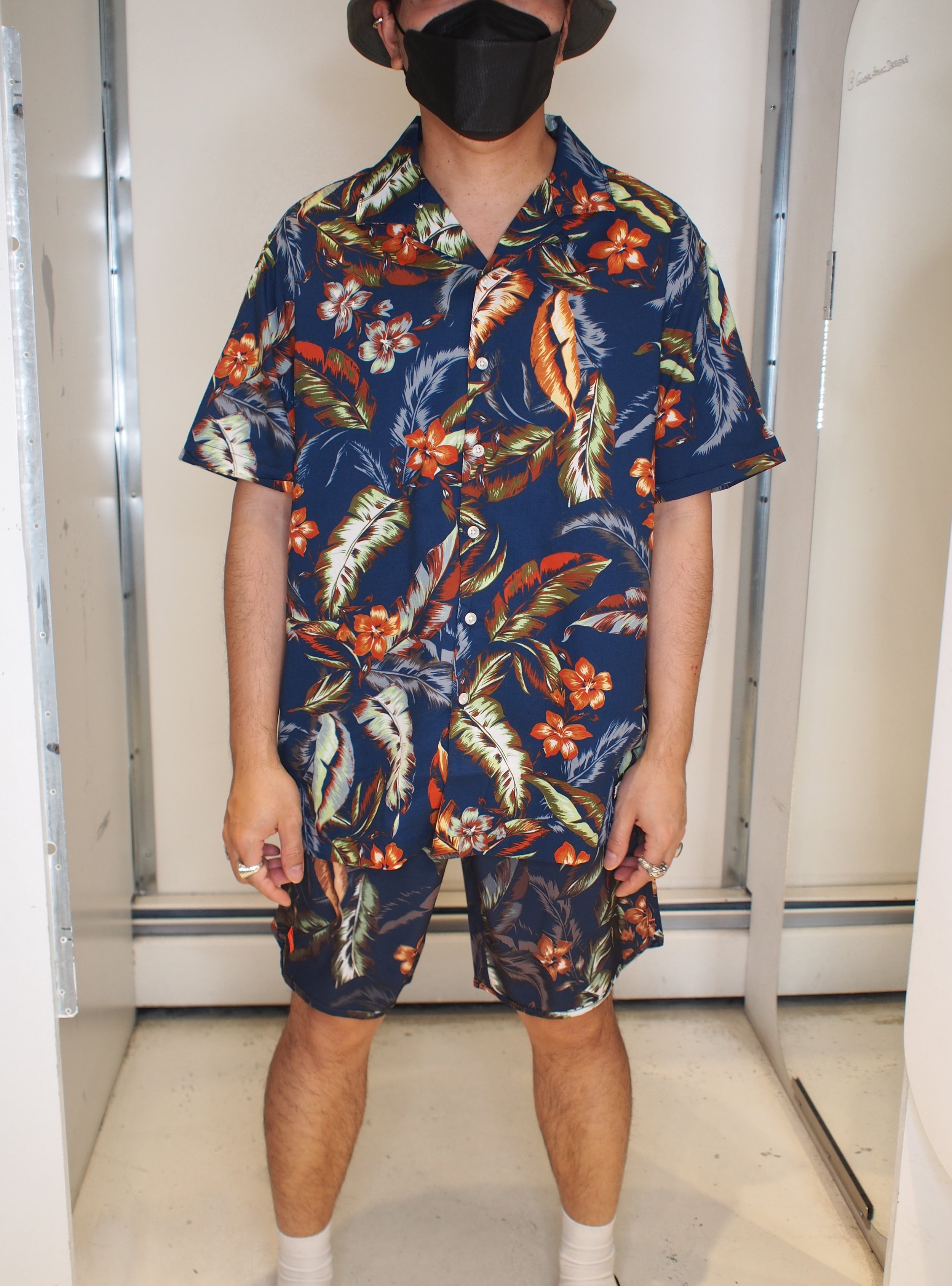 Superdry Hawaiian Tropical print matching shirt/swim set - Indo Leaf Navy