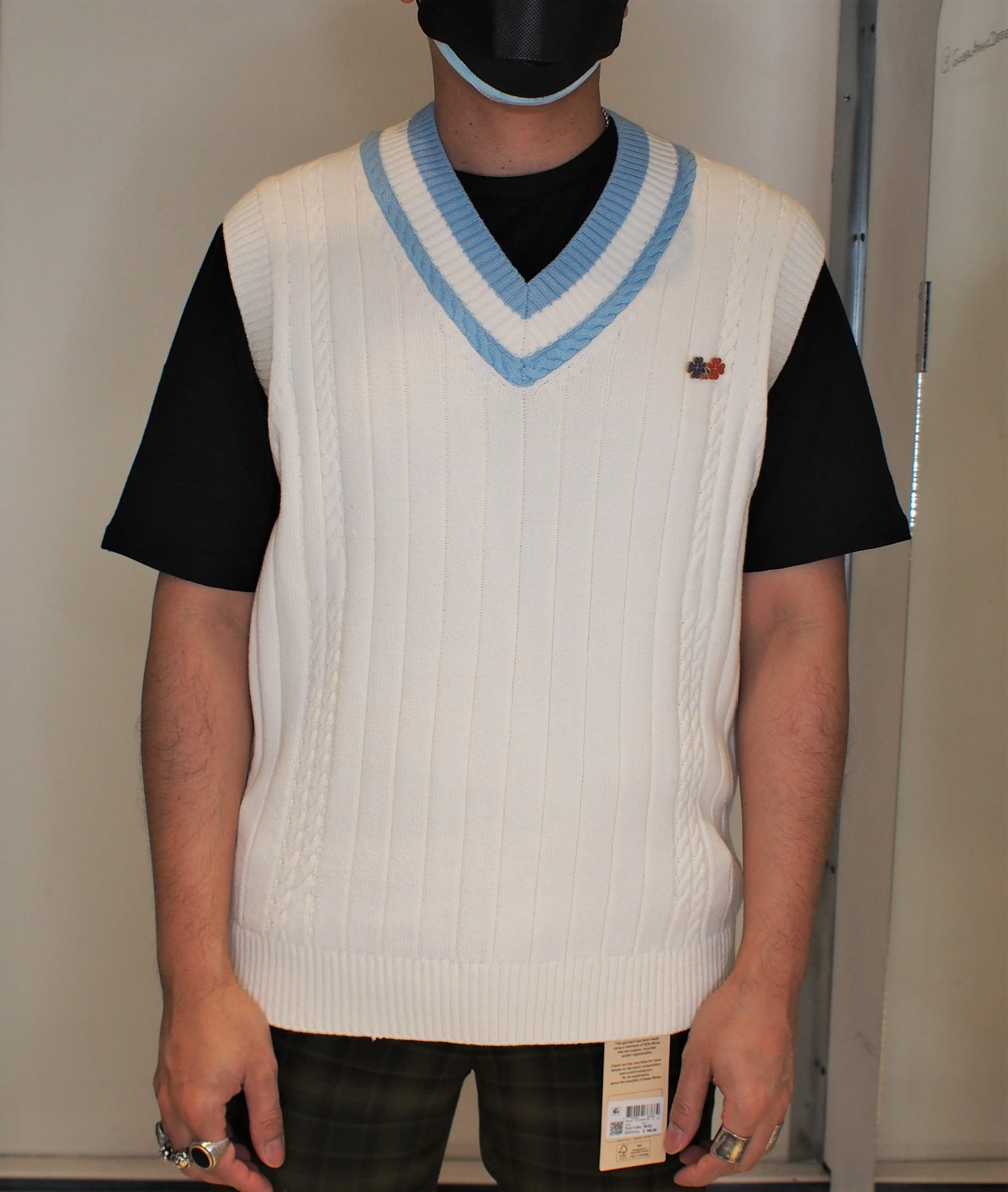 Scotch &amp; Soda Contrast V-neck sweater vest - Denim White