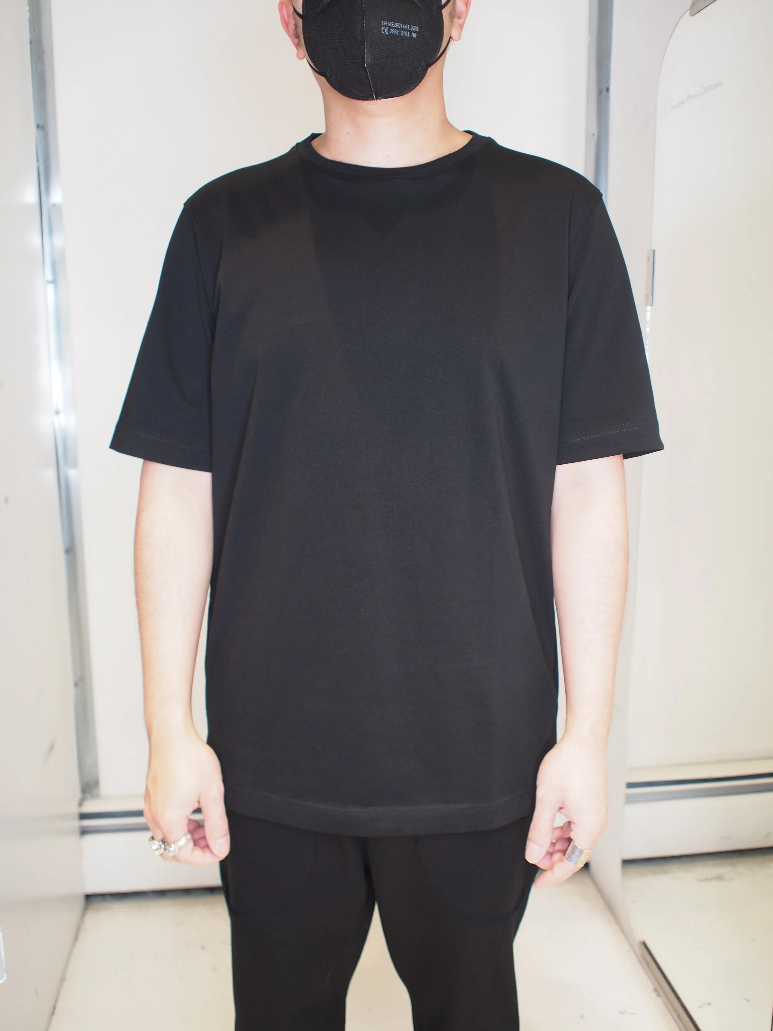 Le Fonce Cloth Back Seam Box Crew Tee - OD Black