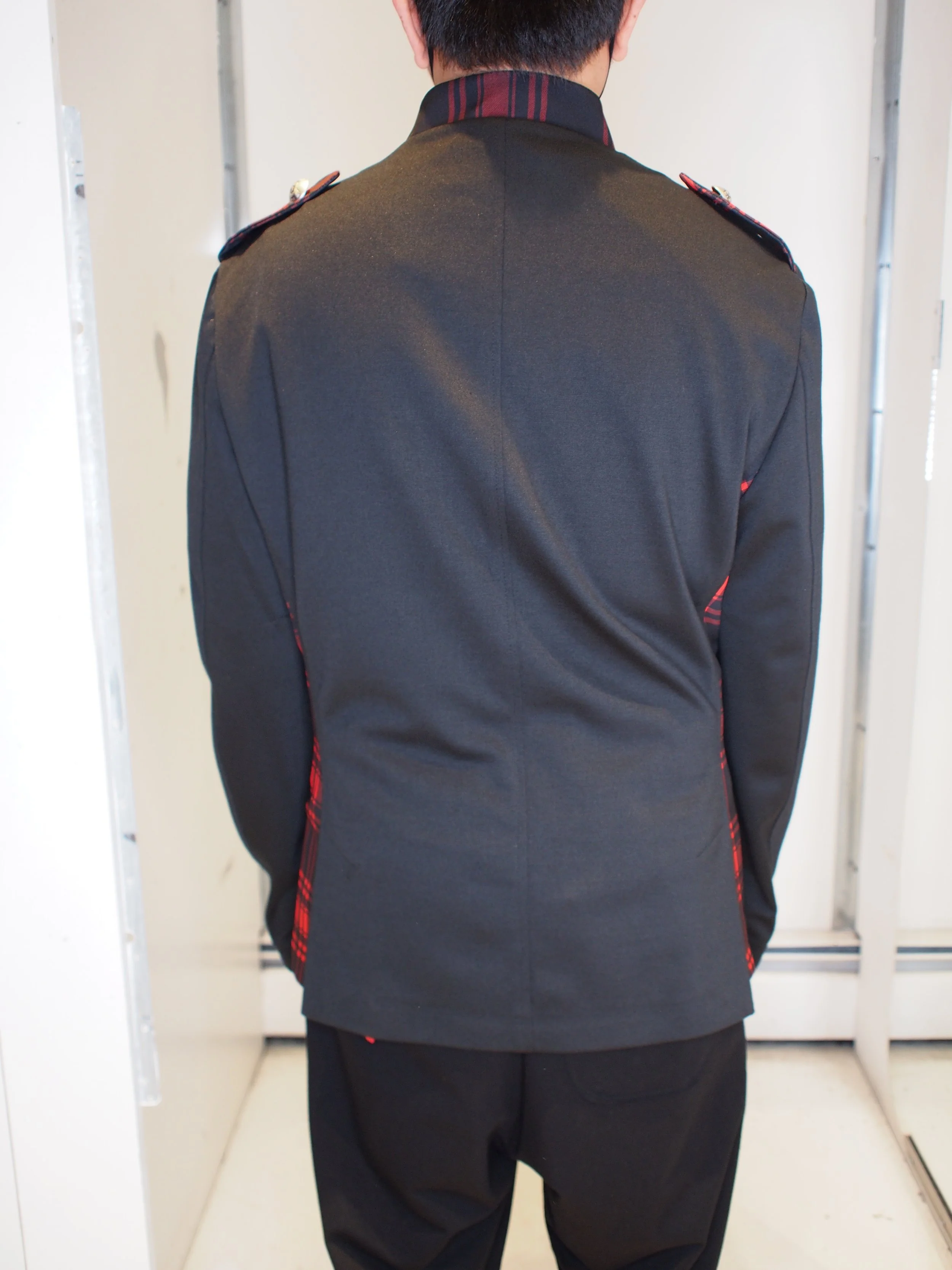 Karl Mommoo Napoleon Zip Jacket with Tartan Print - Black