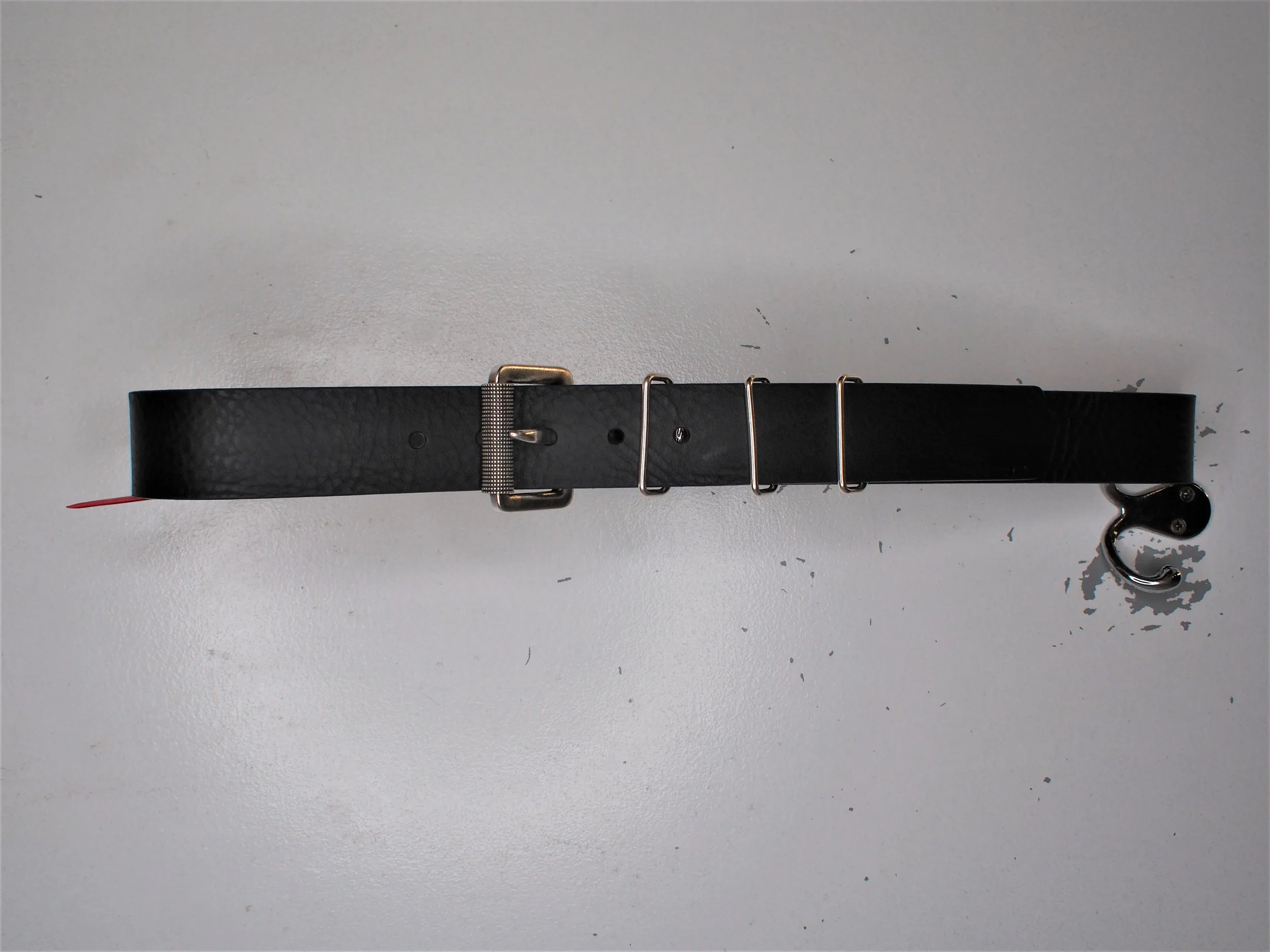DIESEL B-CYCLE triple metal loop leather belt - BLACK